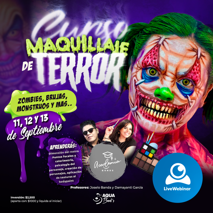 Apartado del “Curso de Maquillaje de Terror: zombies, monstruos y más”- EN LÍNEA - 20, 21 y 22 de Mayo