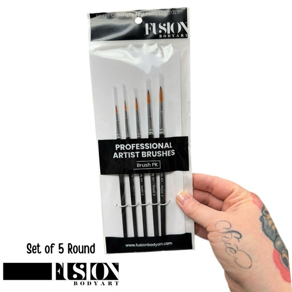 Fusion Body Art - Face Paint Brush - SET OF 5 Rounds - Bond's Boutique