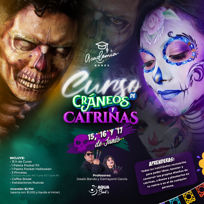 Apartado del "Curso de Cráneos y Catrinas" - PRESENCIAL - 15, 16 y 17 de Junio - Bond's Boutique