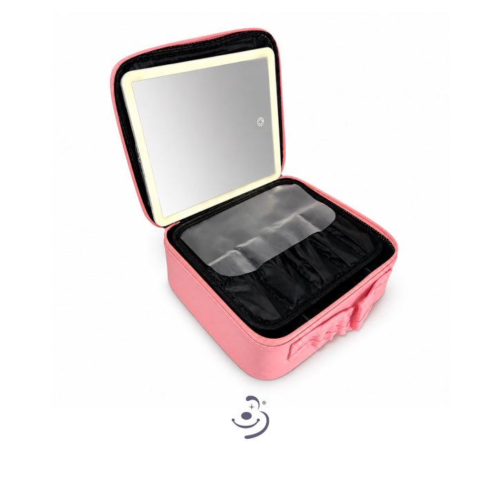 Organizador de cosmeticos con espejo - Rosa