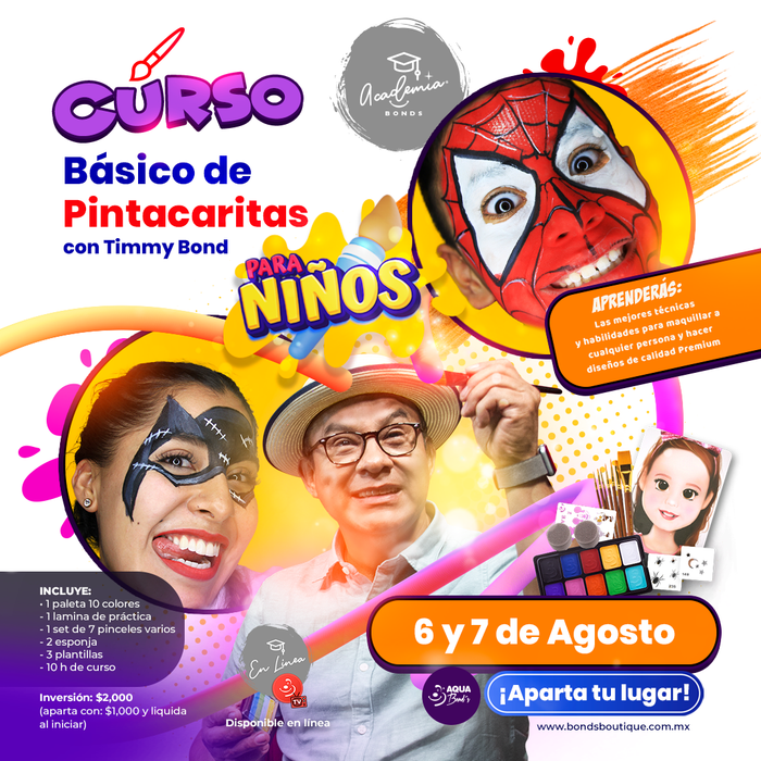 Apartado de Curso "Básico de Pintacaritas para niños" PRESENCIAL- 6 y 7 de Agosto
