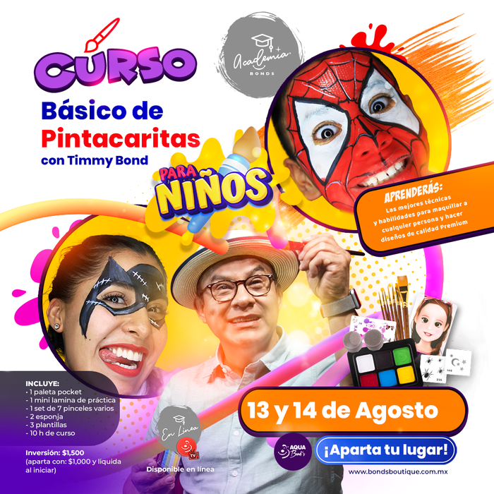 Apartado de Curso "Básico de Pintacaritas para niños" PRESENCIAL- 13 y 14 de Agosto