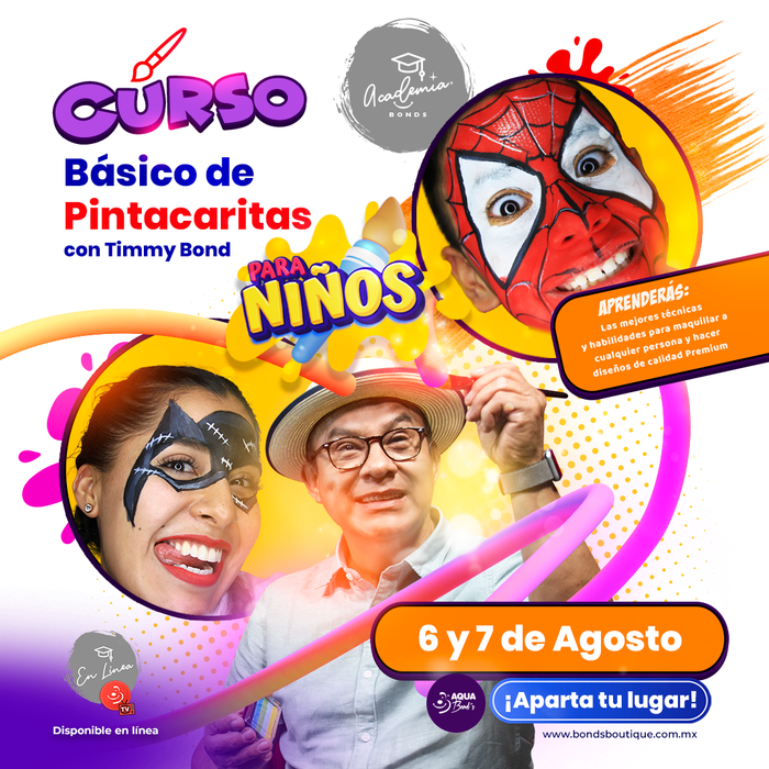 Apartado de Curso "Básico de Pintacaritas para niños" EN LÍNEA - 6 y 7 de Agosto