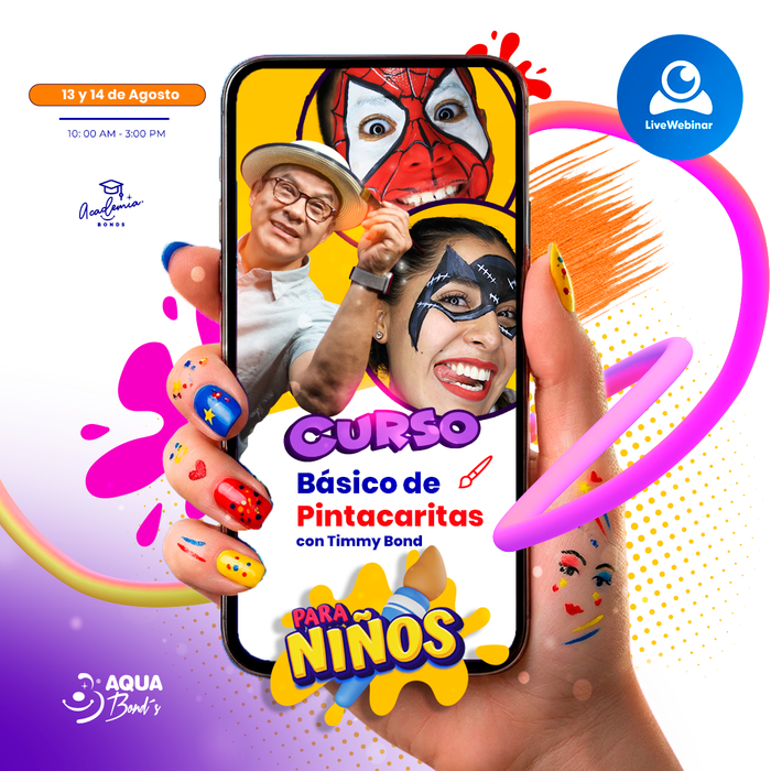 Apartado de Curso "Básico de Pintacaritas para niños" EN LÍNEA - 13 y 14 de Agosto