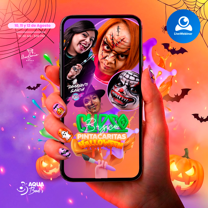 "Curso Pintacaritas HALLOWEEN"- EN LÍNEA - 10, 11 Y 12 de Agosto