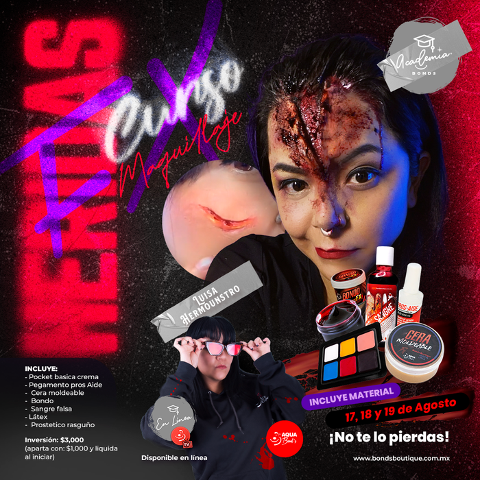 Apartado del “Curso Maquillaje FX Heridas y Lesiones" - PRESENCIAL - 17, 18 y 19 de Agosto