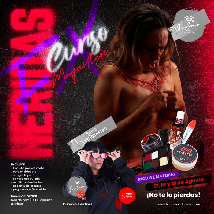 Apartado del “Curso Maquillaje FX Heridas" - EN LÍNEA - 17, 18 y 19 de Agosto
