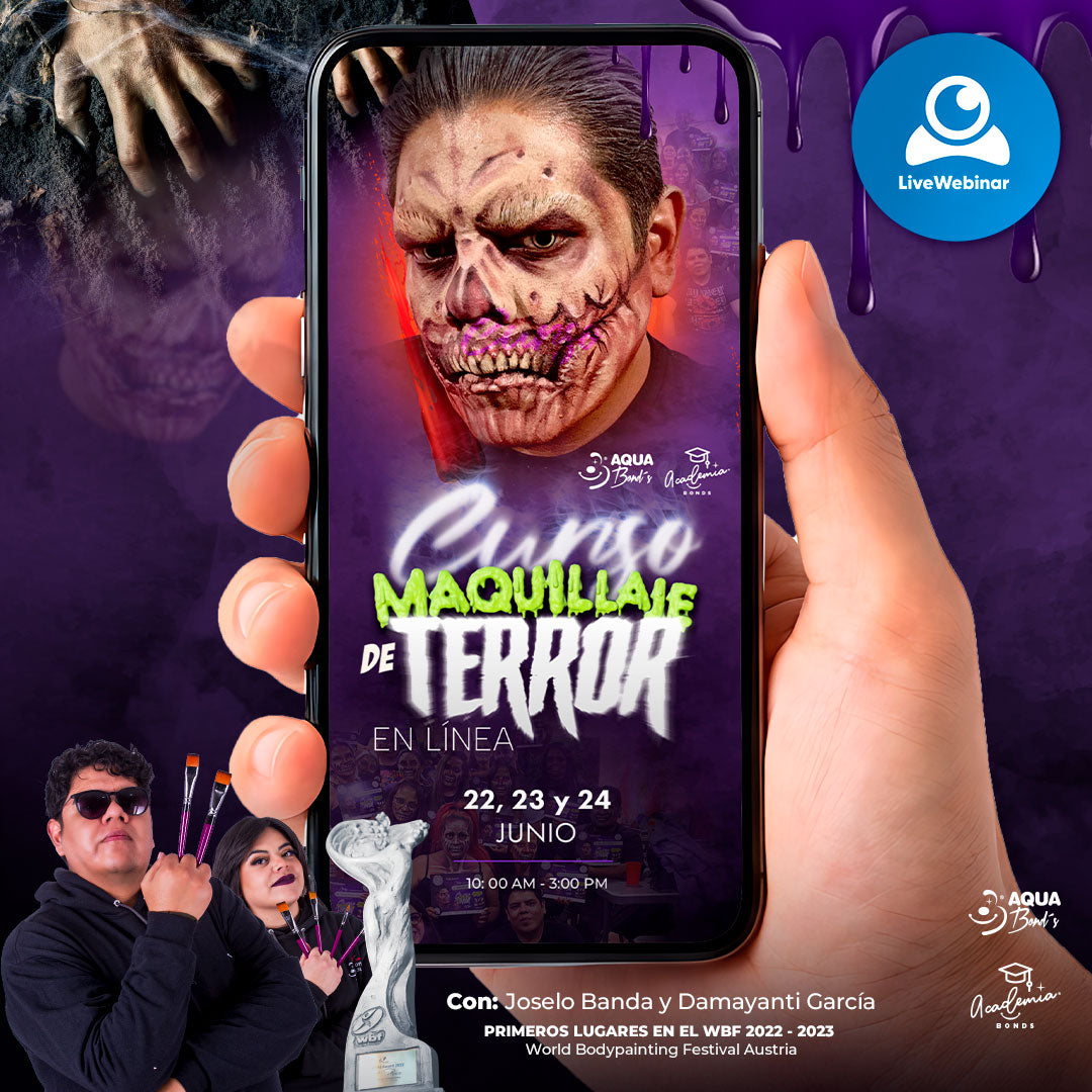 “Curso de Maquillaje de Terror: zombies, monstruos y más”- EN LÍNEA - 22, 23 y 24 de Junio - Bond's Boutique