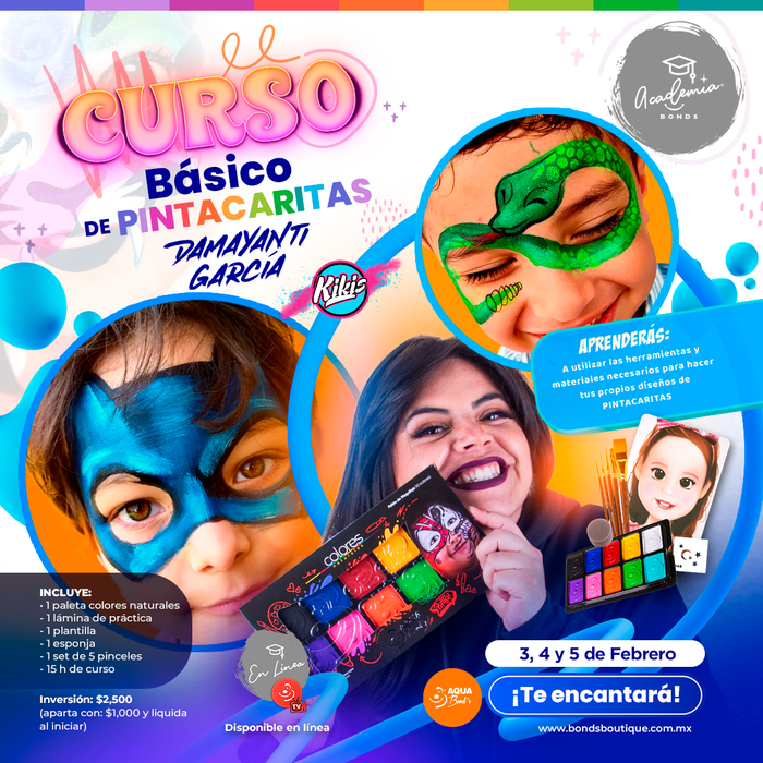 "Curso Básico de Pintacaritas"- EN LÍNEA - 3, 4 y 5 de Febrero