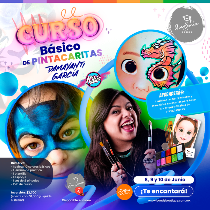 Apartado del "Curso Básico de Pintacaritas"- PRESENCIAL - 8, 9 y 10 de Junio - Bond's Boutique