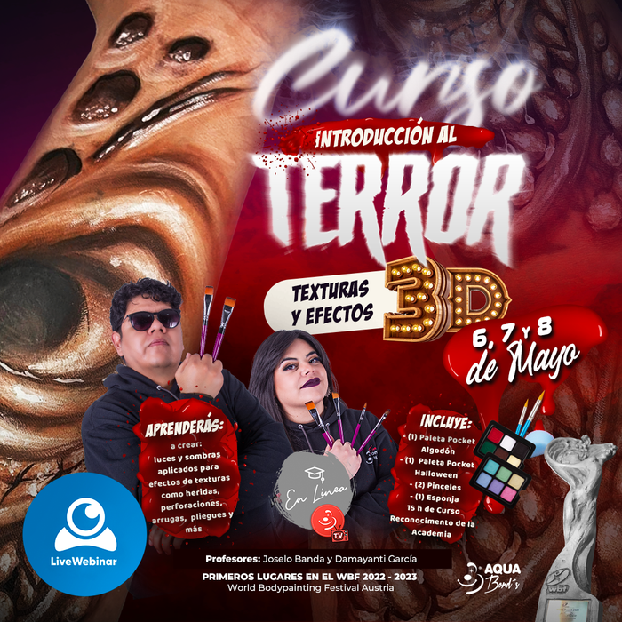 Apartado del “Curso Introducción al Terror: texturas y efectos 3D” - EN LÍNEA - 6, 7 y 8 de Mayo